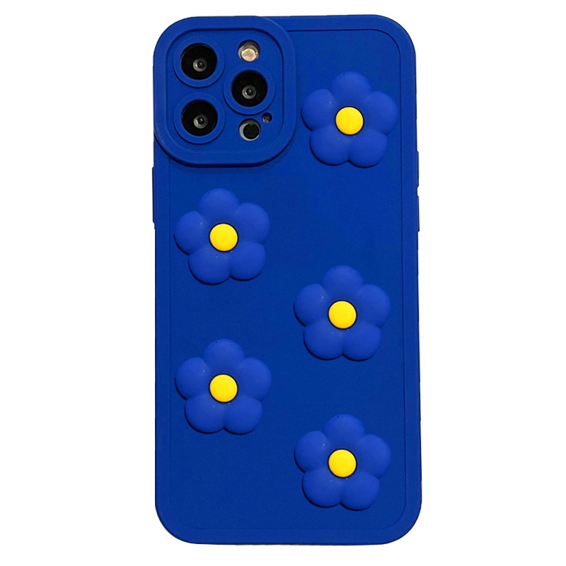 Ins 3D Klein Biru Lima Bunga Silikon Case Untuk Iphone SE2020 7/8 Plus 14x XR XM 11 12 MINI 13 PRO MAX Casing Cover Pelindung AT0344
