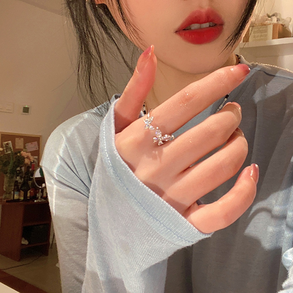 Cincin Kupu-Kupu Terbuka Temperamen Manis Kepribadian Kreatif Cincin Ins Adjustable Cincin Perempuan Gaya Korea