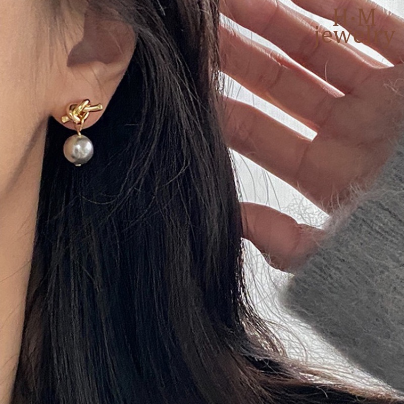 S925 Perak Fashion Anting Mutiara Sederhana Anting Telinga Bermutu Tinggi