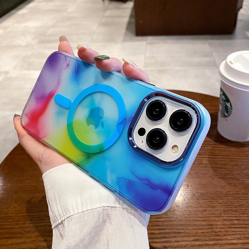 IPHONE Magsafe Wireless Charging Magnetic Suction Plating Casing Handphone Cocok Untuk Iphone13 14 Pro Max14 plus Apple Phone Protection case anti Jatuh anti-slip