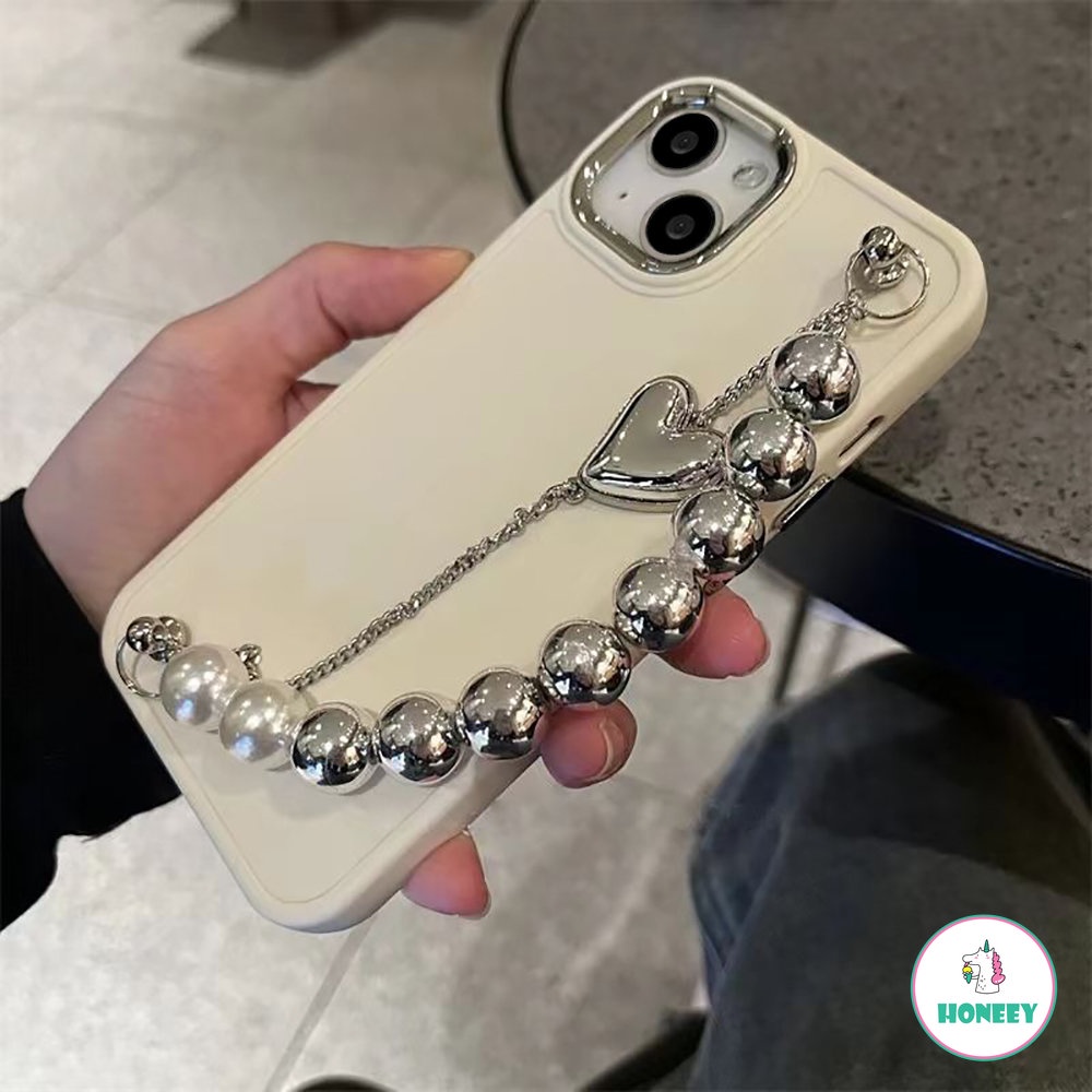 Gadis Keren Amerika Gelang Logam Ponsel Case Untuk iPhone 11 Pro Max13 14 Pro Max 12 Pro Cinta Hati Rantai Shockproof Ponsel Cover