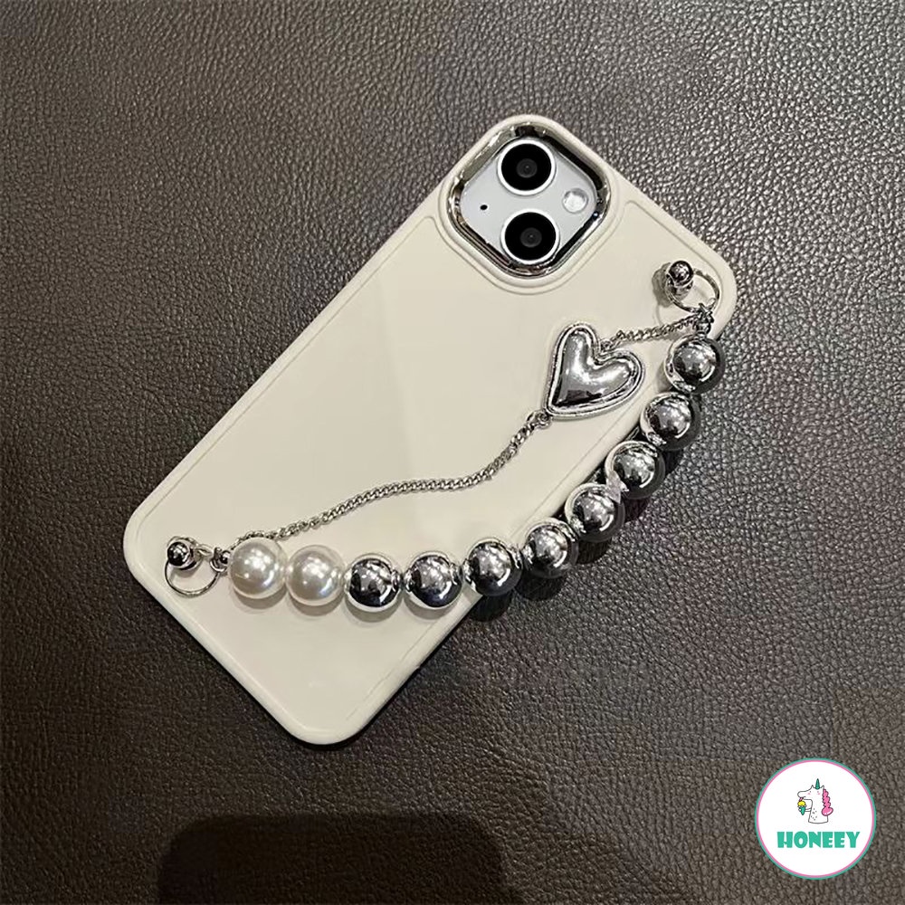 Gadis Keren Amerika Gelang Logam Ponsel Case Untuk iPhone 11 Pro Max13 14 Pro Max 12 Pro Cinta Hati Rantai Shockproof Ponsel Cover