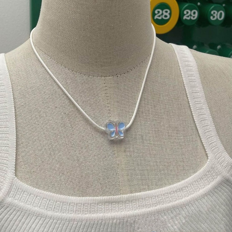 Siy Korea Tali Kulit Kupu-Kupu Kalung Wanita Choker Gaya Gotik Tali Kalung Punk Kerah Untuk Gadis Streetwear Chocke