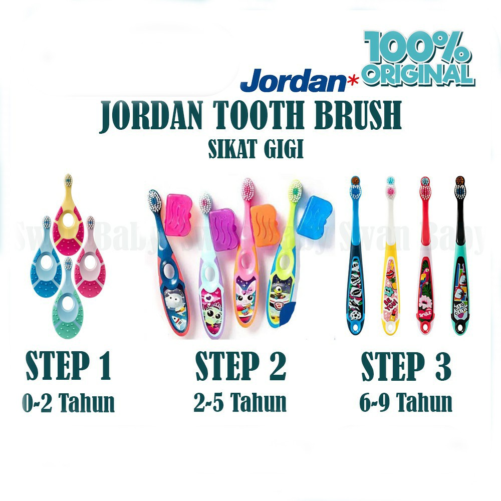 Jordan Toothbrush Bayi / Jordan Sikat Gigi Anak Semua Varian / Step 1 / Step 2 / Step 3 /Jordan Sikat Gigi Bayi