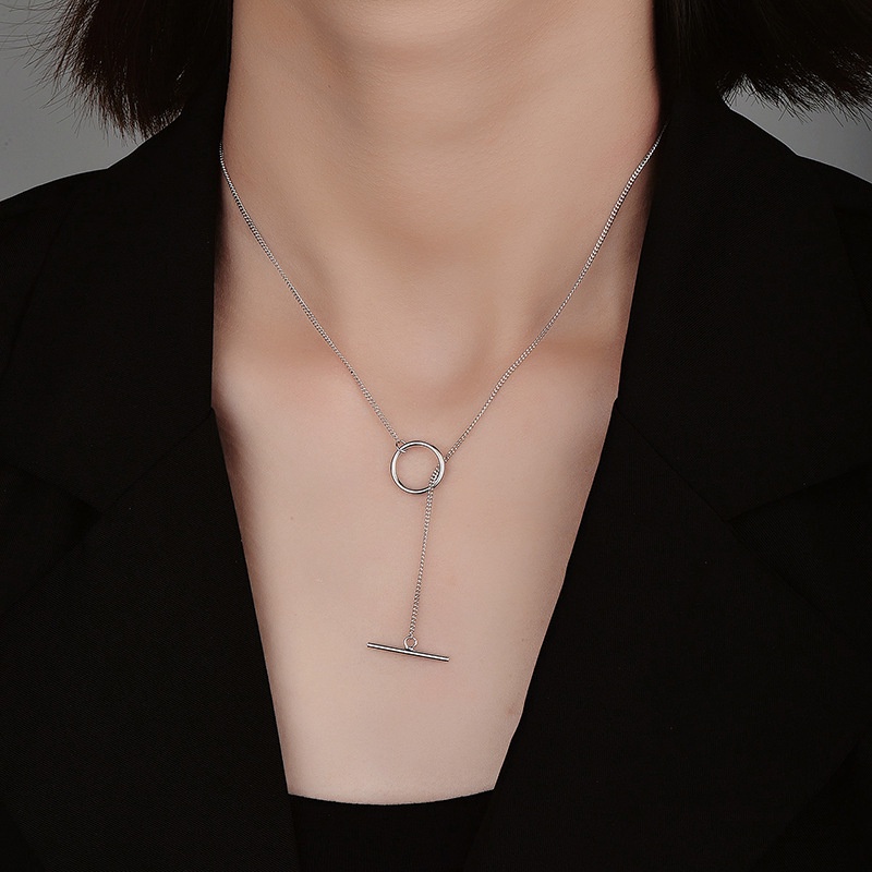[In Stock] S925 sterling silver Kalung 18k Emas 1.5mm Rantai Samping Fashion Desain Canggih OT Gesper Rantai Wanita