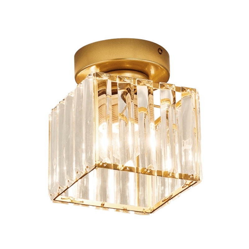 Lampu Kristal Plafon Rumah Warm Light Lampu Ceiling Kristal Kotak Modern Crystal Round Ceiling Lamp Untuk Tangga / Ruang Tamu / Teras / Koridor / Minibar YUR Free 5w Bulb