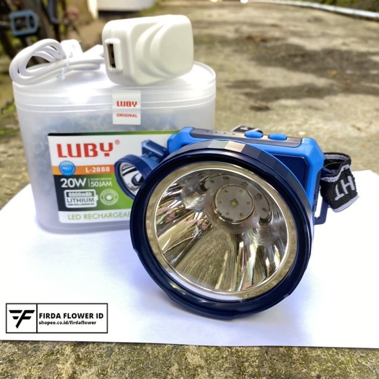 SENTER KEPALA LUBY L- 2888 20 WATT BATERAI 8000MAH tahan 50 jam