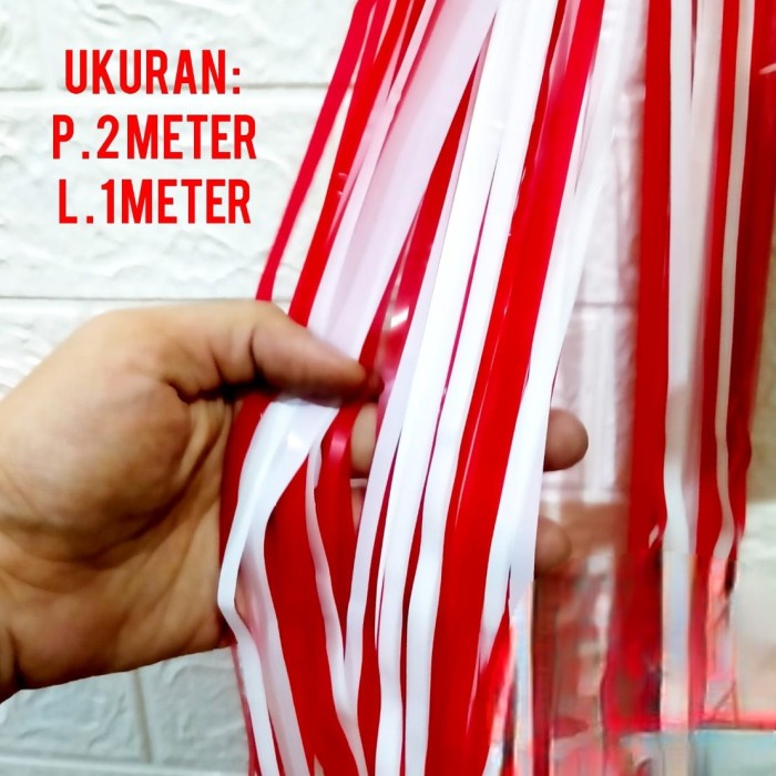 Tirai Foil Merah Putih Murah 2 meter Dekorasi 17 Agustus Grosir Party Curtain Dekorasi 17an Kemerdekaan RI Merah Putih Harga Grosir Termurah