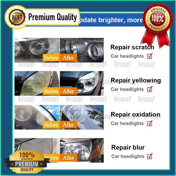 Cairan Coating Head lamp Obat Reparasi Lampu Mobil Headlight Polish