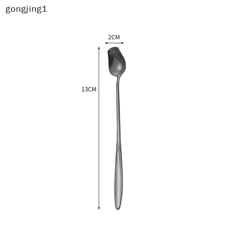 Ggg Sendok Pencampur Mawar Stainless Steel Gagang Panjang Sendok Kopi Teh Untuk Dessert Madu ID