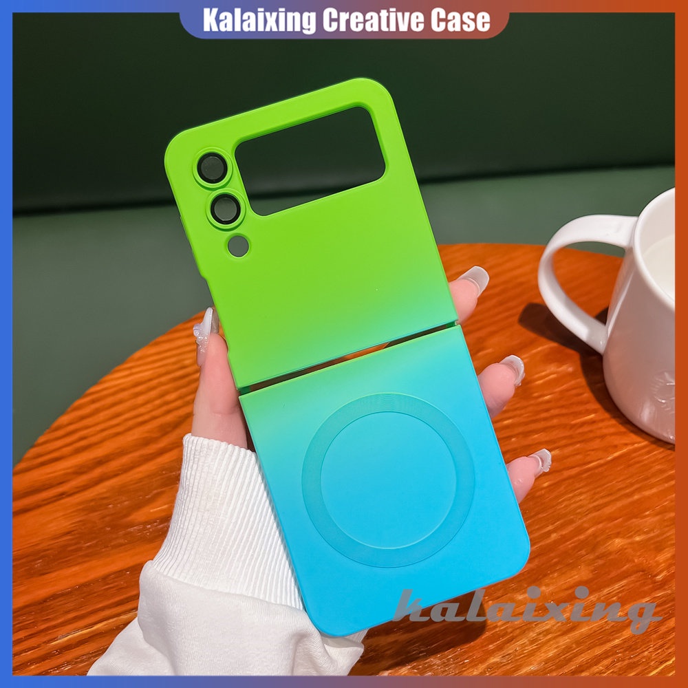 Casing Ponsel Silikon Fungsi Magnetik Untuk Samsung Galaxy Flip3 Flip4 Dengan Film Perlindungan Lensa Soft Back Cover