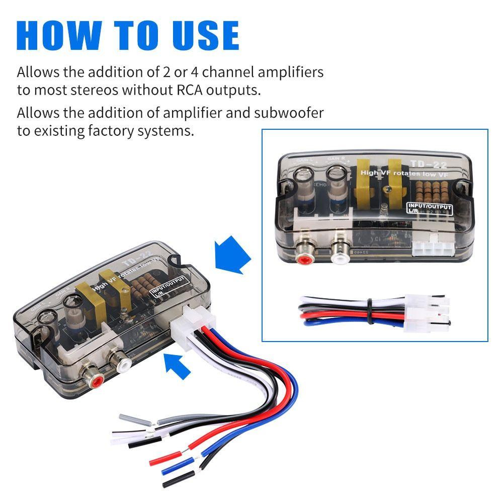 Lanfy Speaker Level Converter Duarble Adjustable Auto Mobil Frekuensi Tinggi Ke Rendah Line Speaker RCA Stereo Audio Converter