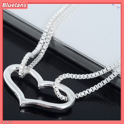 [BLS] Fashion Wanita Cinta Hati Liontin Perak Berlapis Dua Lapis Rantai Gelang