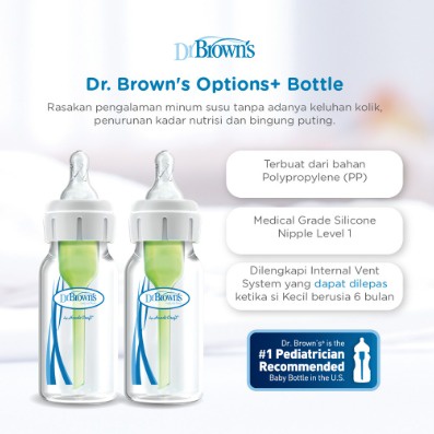 Dr.Brown's 2oz / 4oz / 8oz PP Narrow Neck &quot;Options+&quot; Baby bottle / Botol Susu Bayi