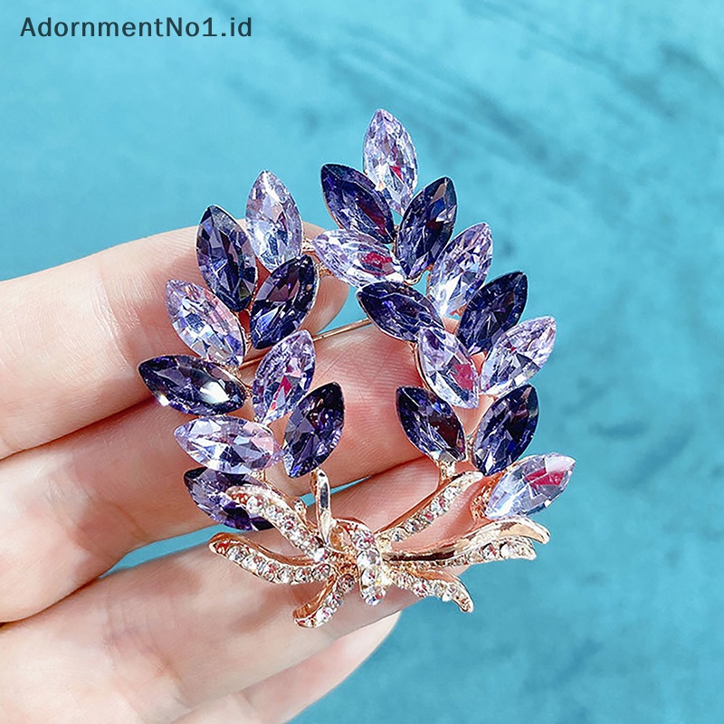 [AdornmentNo1] Wanita Bros Romantis Kristal Lavender Lapel Pin Aksesoris Pakaian Perhiasan [ID]