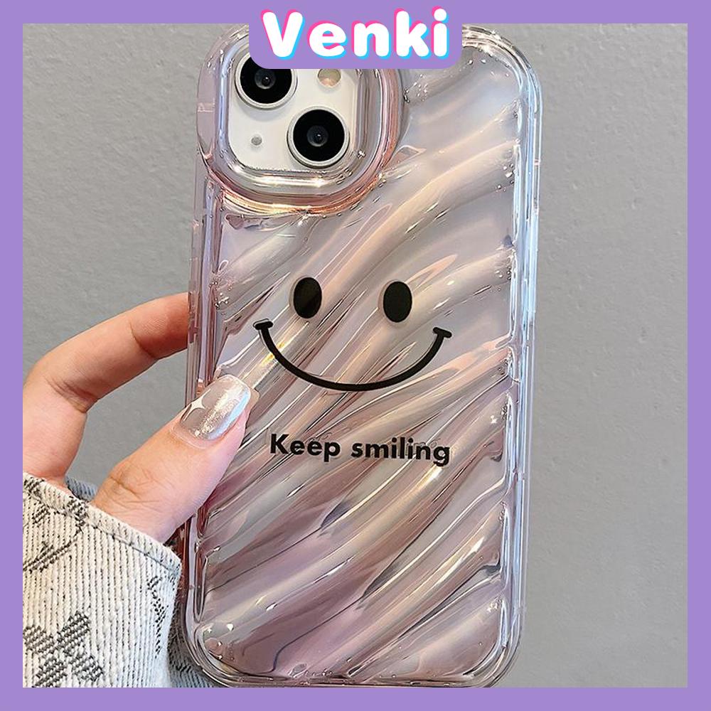 VENKI - For iPhone 11 iPhone Case Laser Reflective Transparent Phone Case TPU Soft Shockproof Airbag Case Protective Smile Face English Compatible with iPhone 14 13 Pro max 12 Pro