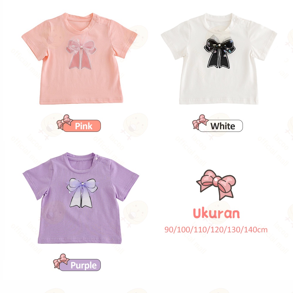 Lacoo Baju anak perempuan motif kupu-kupu Kaos anak cewek pendek Pakaian baju bayi