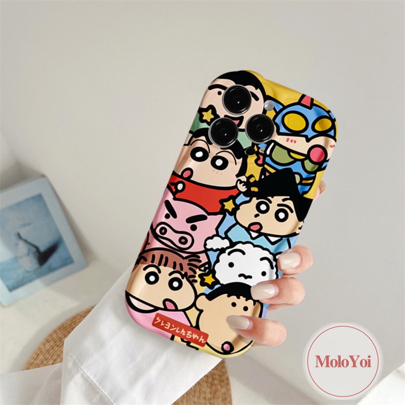 Kartun Toy Story 3D Wavy Curved Edge Phone Case Kompatibel Untuk IPhone XR XS X Max11 12 14 13 Pro 6s 6 8 7 Plus SE 2020 Kartun Lucu Crayon Xiaoxin Soft Cover