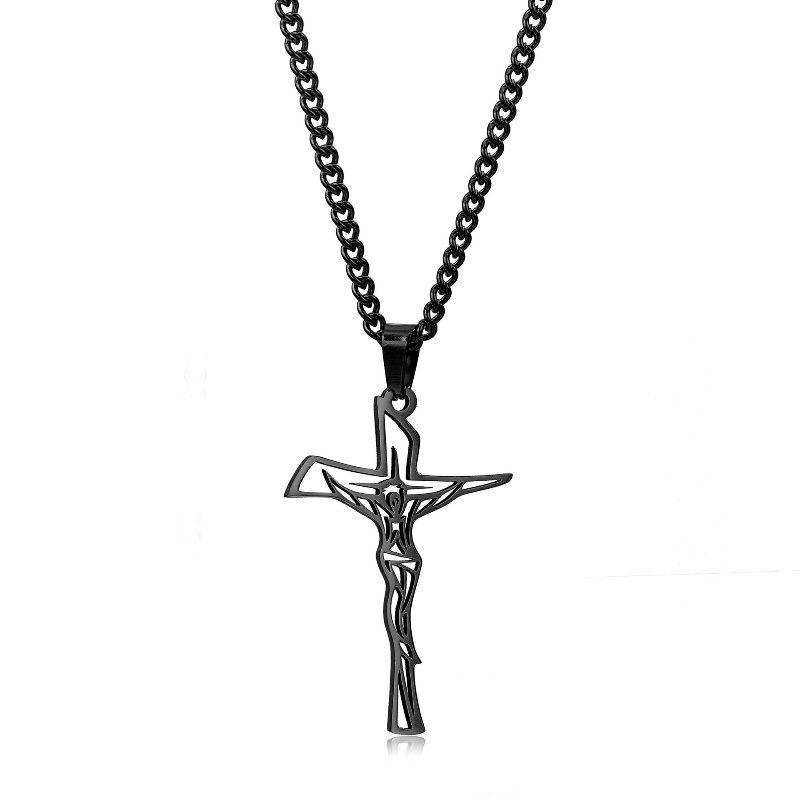 Z H Perhiasan Lapis Emas 18K 24K Gold S925 Perak Vintage Punk Exorcism Cross Pendant Pria Dan Wanita Fashion Anti Karat Kalung Hip Hop Baja Titanium Aksesoris Pesta