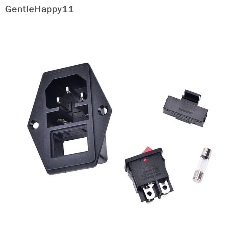 Gentlehappy 3Pin iec320 c14 inlet module plug Saklar Sekring Stop Kontak Listrik Pria 10A 250V id