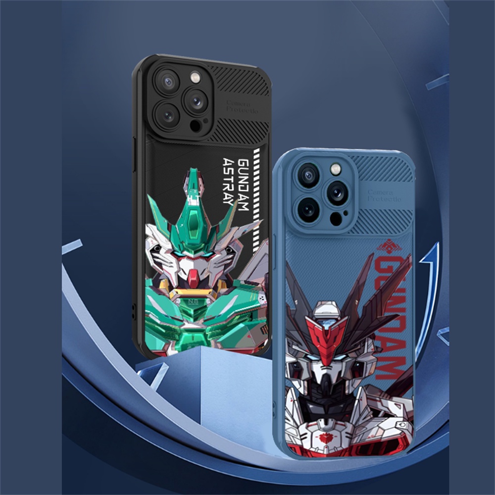 Case Serat Karbon Realme C55 C35 C33 C31 C21Y C25Y RealmeC25 C25S C15 C12 C3 C2 Realme 5 5i 5S 6i C3 Anime Keren Gundam Cross Grain Phone Cover