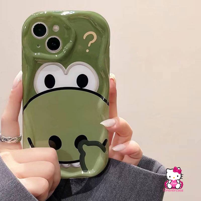 Dinosaurus Case Untuk Realme C53 C55 C31 C25s C21Y C25Y C33 C15 C30 C35 C25 C11 C12 C17 C20 C21 C20A C3 6i 5s 5 5i 7i 30A 20 3D Wavy Curved Edge Cartoon Strawberry Bear Manyo Cover
