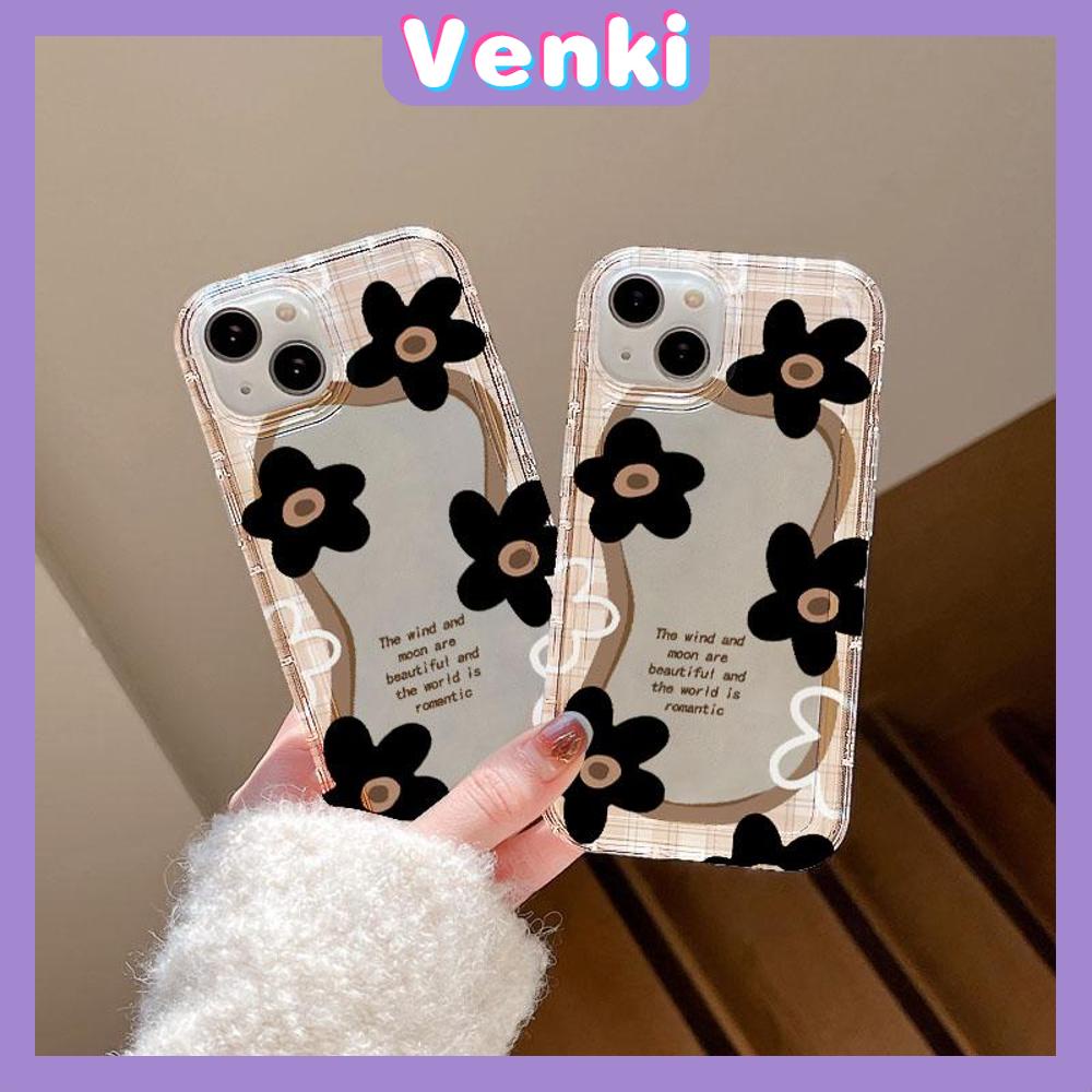 VENKI - For iPhone 11 Case Clear Phone Case TPU Soft Case Airbag Shockproof Protection Camera Simple Black Flower Compatible with iPhone 14 13 Pro Max iPhone 12 Pro Max XR XS 7 8