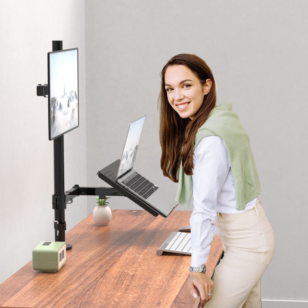 Monitor Dan Laptop Desktop Stand Double Arm Joint Bisa Pasang Paling Banyak Layar 32inch Monitor Stand Bracket Monitor