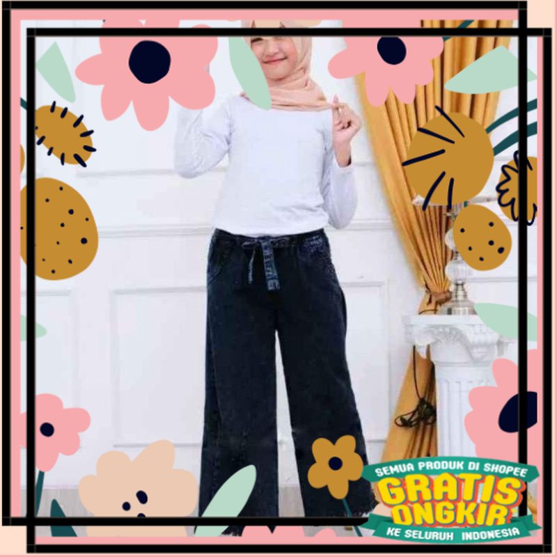celana kulot jeans rawis anak perempuan tanggung 7-16 tahun // kulot rawis anak perempuan // rok raw