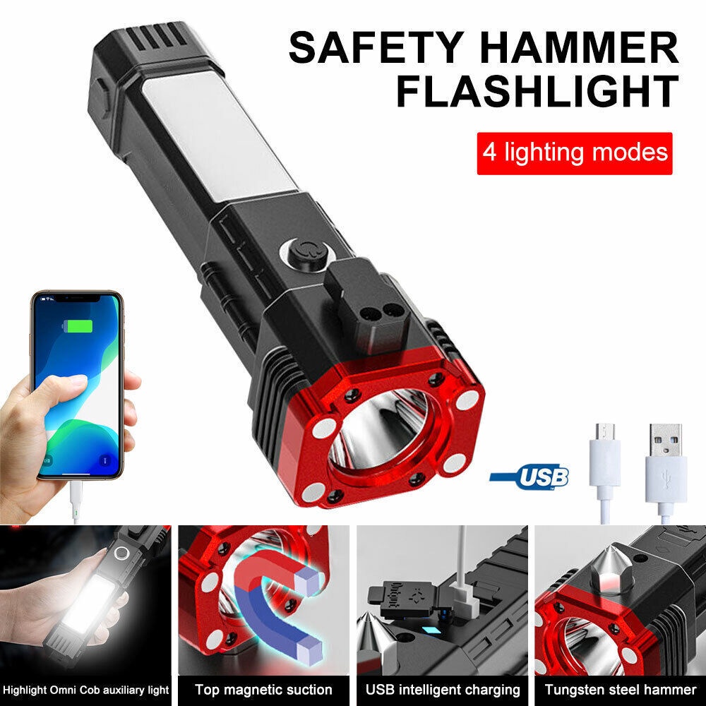 Senter Flashlight Safety Hammer 4 Mode