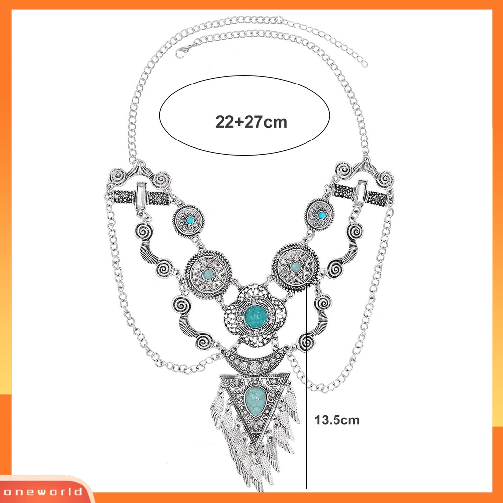 [ONE] Ladies Necklace Berlebihan Vintage Multi-layer Handmade Adjustable Dress Up Cantik Gaya Etnik Vintage Ukiran Kalung Pesta Perhiasan