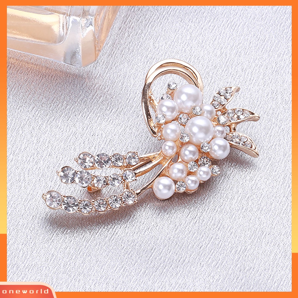 [ONE] Bersinar Romantis Pernikahan Bros Hadiah Elegan Mutiara Imitasi Berlian Imitasi Kerah Pin Aksesoris Kostum