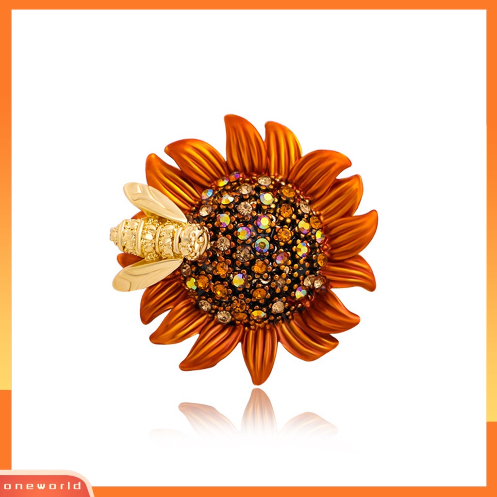 [ONE] Stunning Cloth Pin Berlian Imitasi Lebah Dan Bunga Matahari Bros Untuk Pesta Dan Pakaian Santai Enamel Bunga Pin Aksesori Pakaian