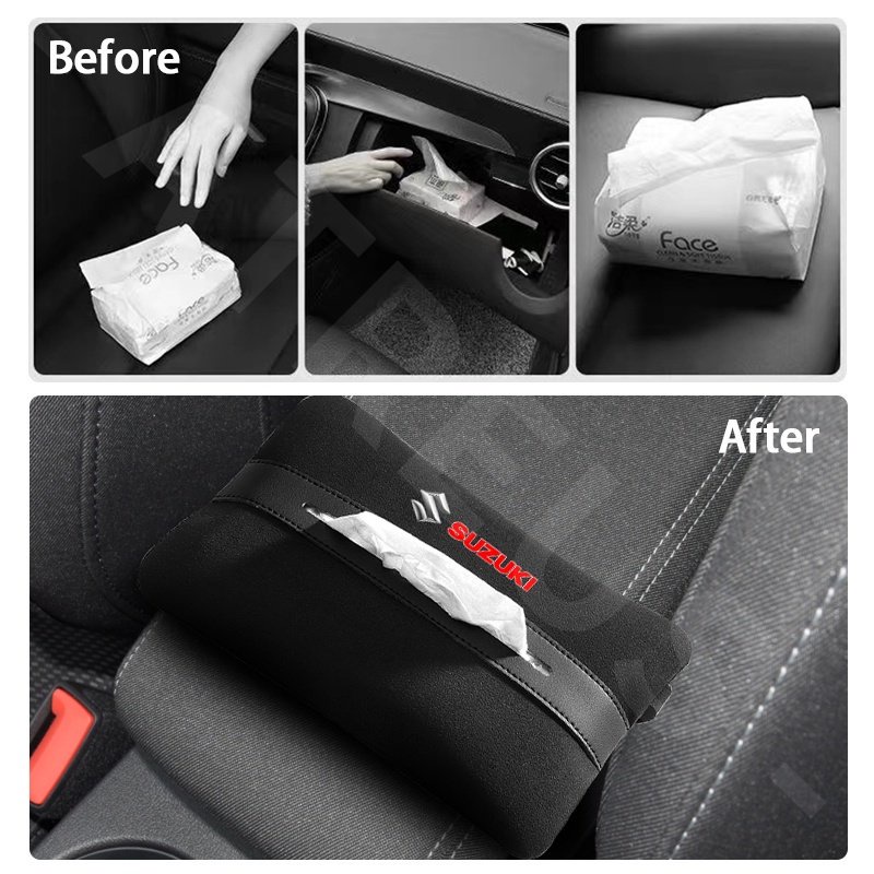 Suzuki Car Tissue Storage Bag Car Seat Sandaran Tangan Box Paper Towel Box Untuk Suzuki ERTIGA XL7 Swift SX4 S-cross Jimny Grand Vitara Brezza Ignis Wagon R