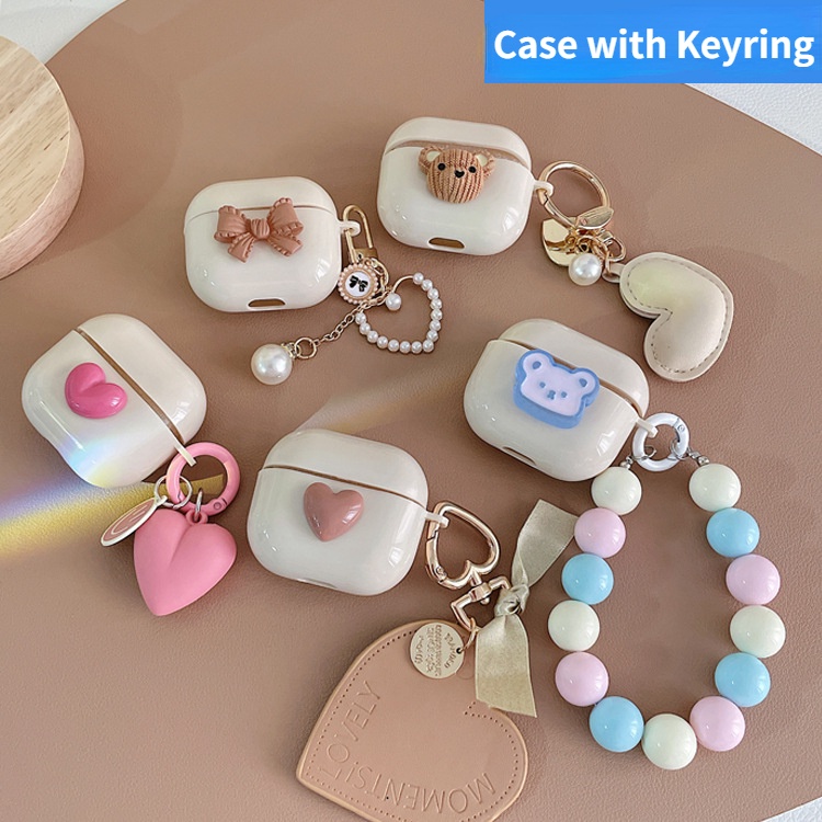 Casing Headset Nirkabel Beruang Kartun 3D Lucu Untuk Apple Airpods Pro2 1 3kotak Earphone Shockproof Hati Korea