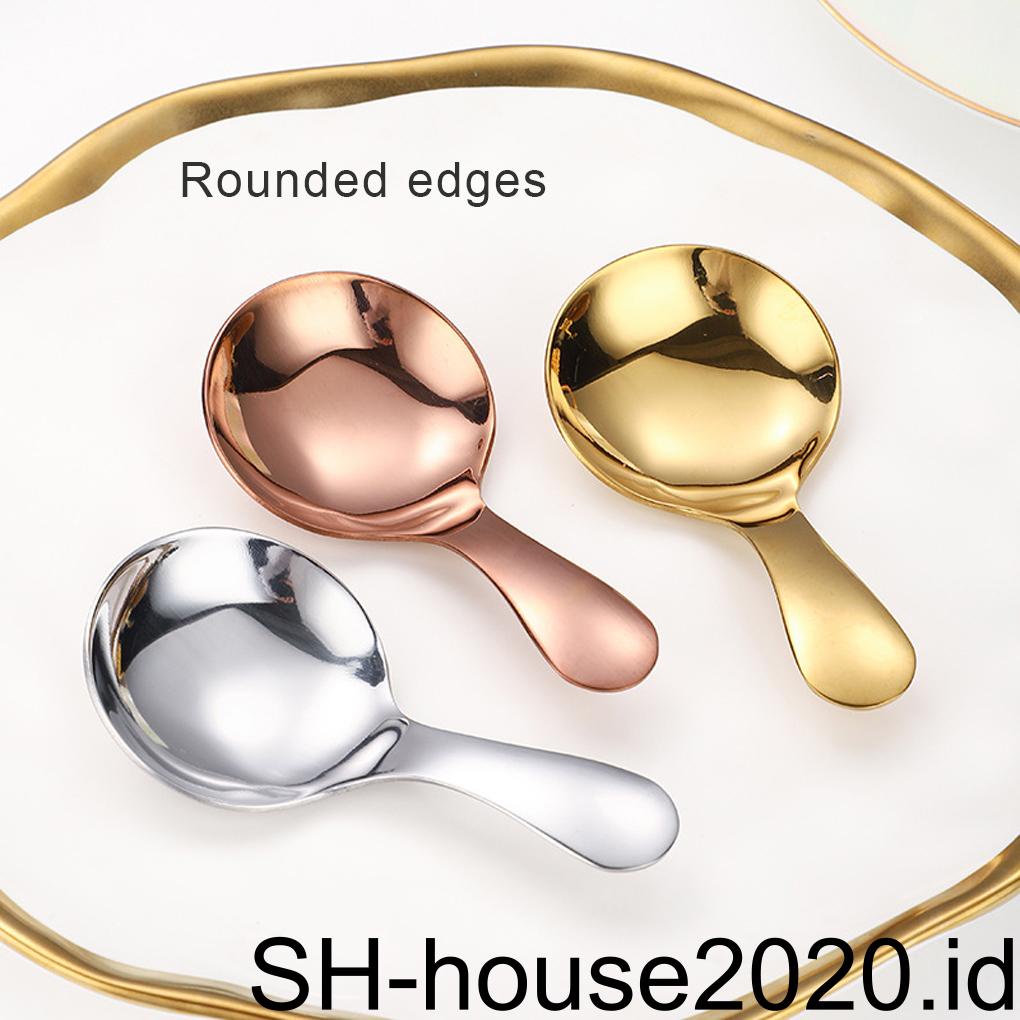 Sendok Teh Stainless Steel Mini Gagang Pendek Reusable Pengganti Gula Kue Puding Es Krim Dessert Spoon Scoop