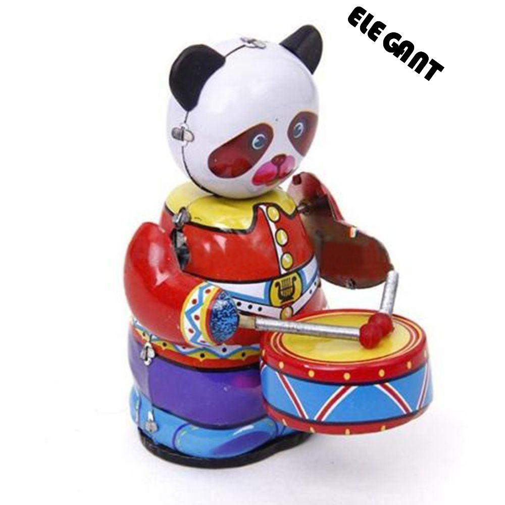 [Elegan] Mainan Angka Koleksi Lucu Drummer Anak-Anak Mengalahkan Drum Bear Metal Robot Panda Koleksi