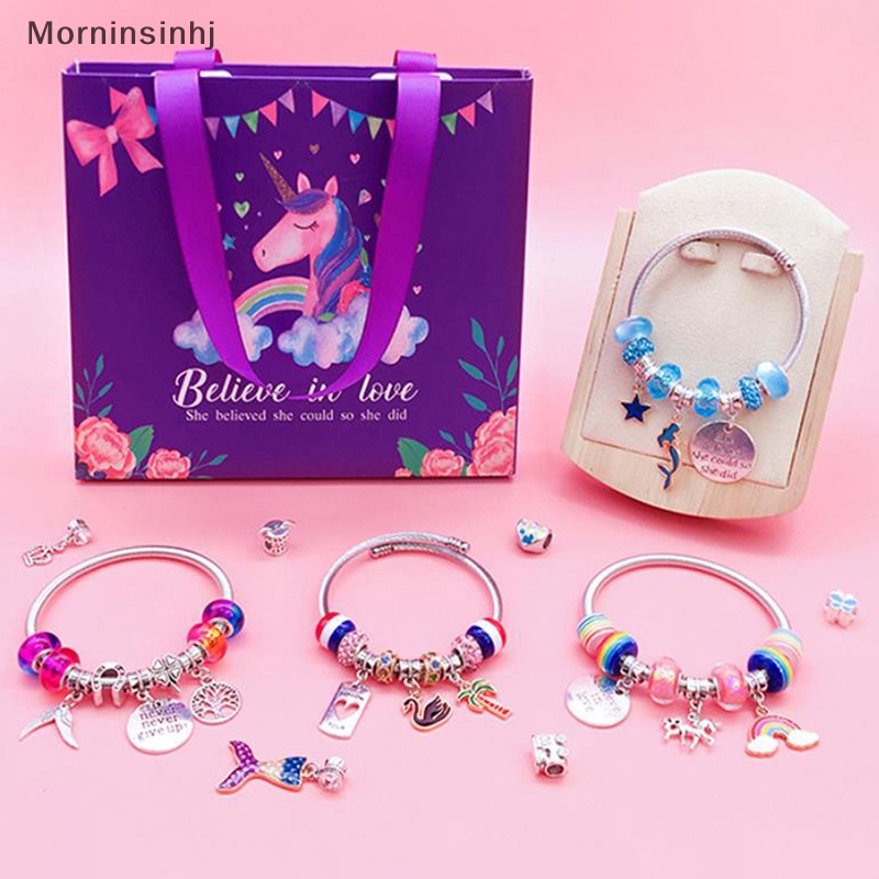 Mornin DIY Gelang Kit Untuk Hadiah Anak Unicorn Tas Handmade Beads Set Gadis Kalung Untuk Membuat Perhiasan id