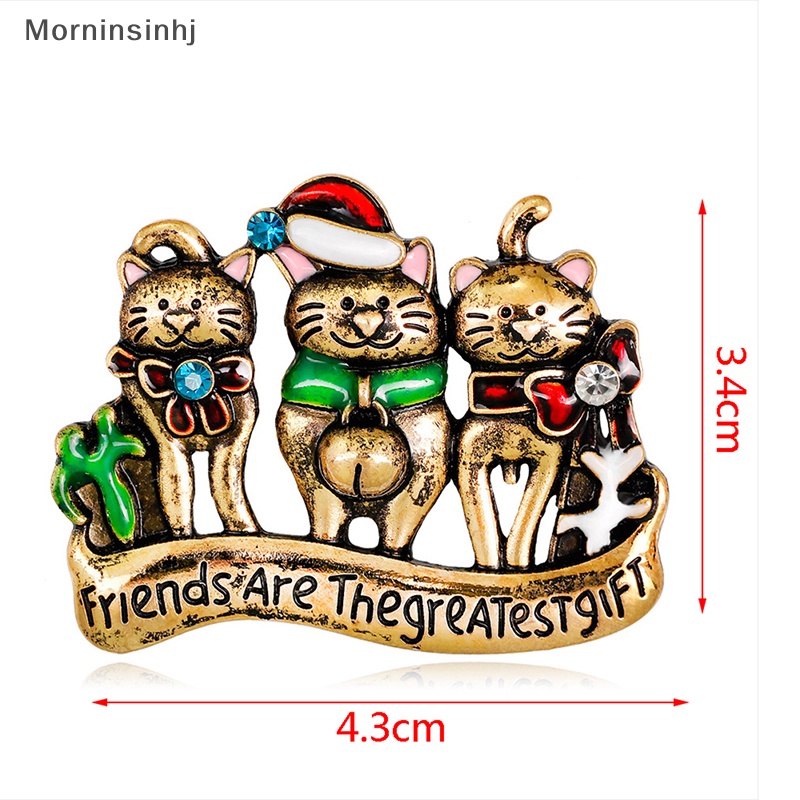 Mornin Kartun 3kucing Natal Bros Pin Lucu Hewan Kucing Bros Perhiasan Hadiah id