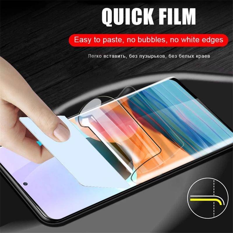 3pcs Film Hydrogel Bening Untuk LG Q31 Q51 Q52 Q60 Q61 Q70 Q92 Film Pelindung Layar Anti Cahaya Biru Full Cover Dengan Sidik Jari Bukan Kaca