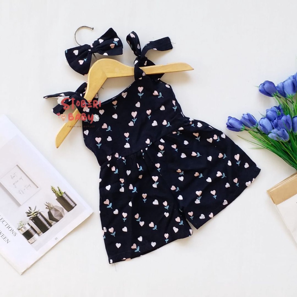 stoberi baby - BBB JUMPSUIT HANA setelan anak perempuan jumper bayi motif bunga lucu free headband PART 2