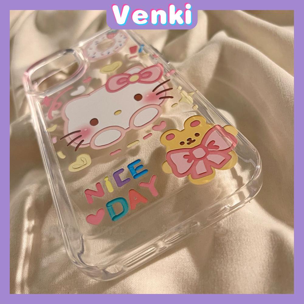 VENKI-Untuk iPhone 11 iPhone Case Bening Lubang Besar Ruang Case TPU Soft Shell Shockproof Protection Camera Cute Puppy Kitten Kompatibel dengan iPhone 14 13 Pro max 12 Pro Max 11 xr xs