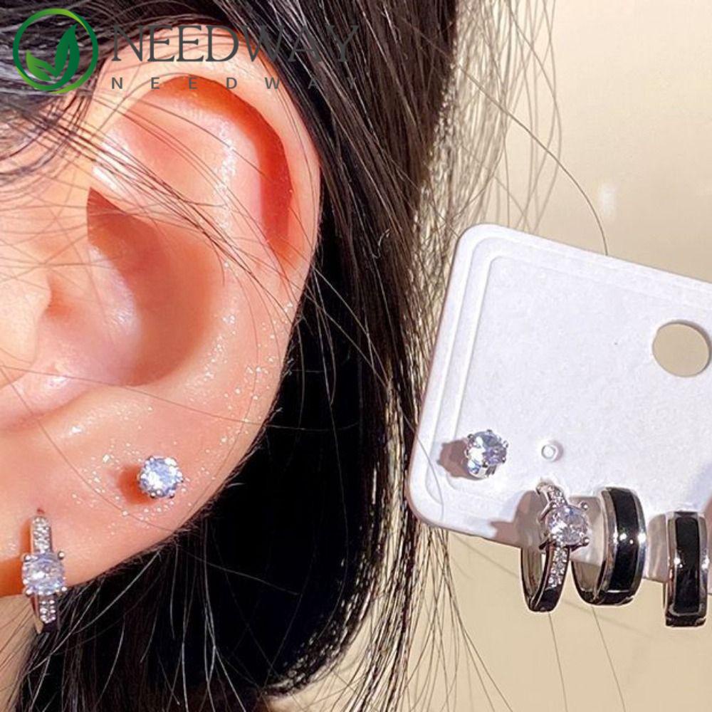 Needway   Wanita Anting Jantung Temperamen Peri Prancis Mewah Elegan Fashion Heart Ear Stud