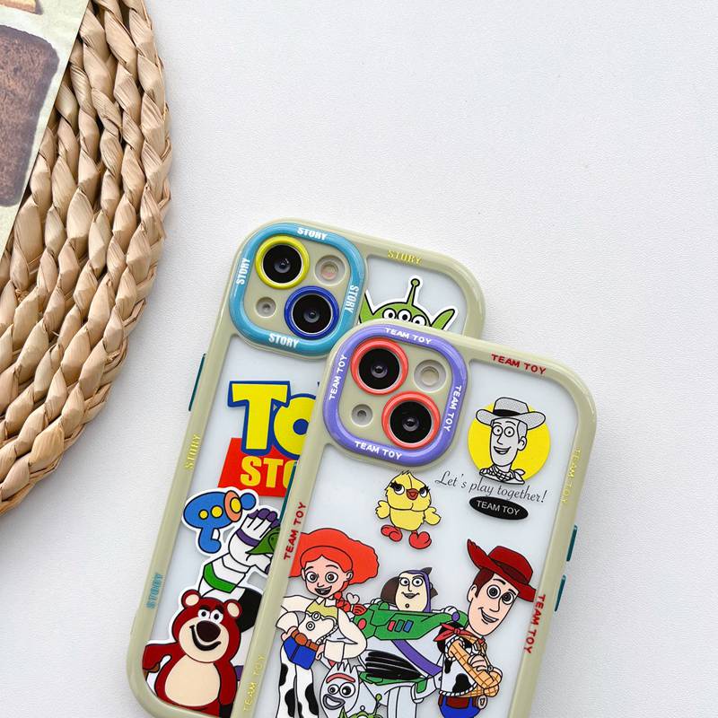 All New Cream Non-slip Camera Protect Soft Case IPhone X XR XS Max 11 12 13 14 Pro Max Women Girl Pretty Cute Toy Story LOTSO Strawberry Bear Cartoon Phone Case