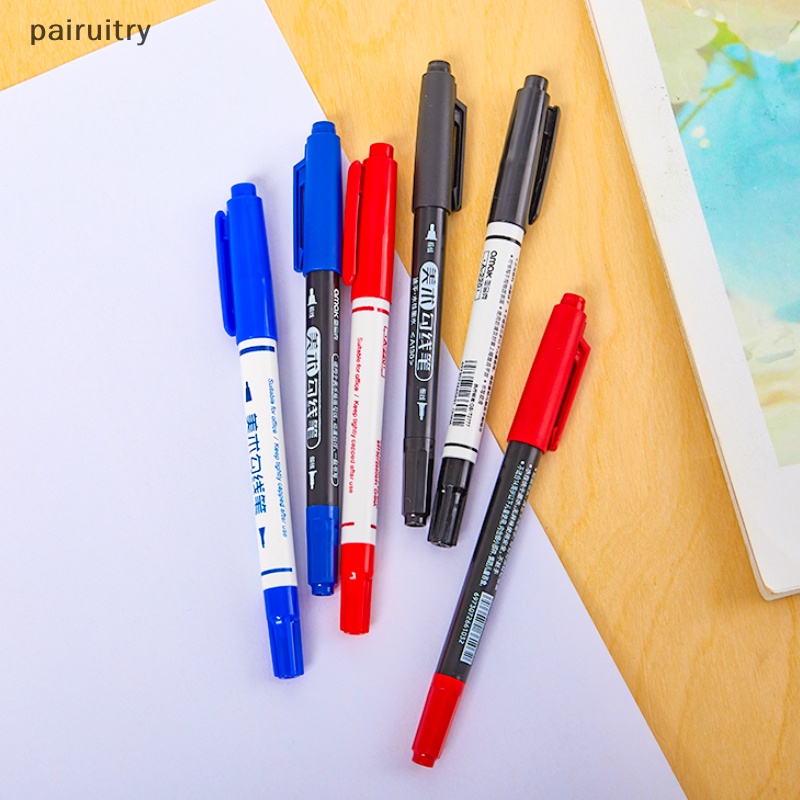 Prt 10Pcs Double-headed Line Pen Paing Stroke Garis Kait Berminyak Spidol Tahan Aus Fiber Pen Ink Pen Art Alat Tulis Kantor PRT