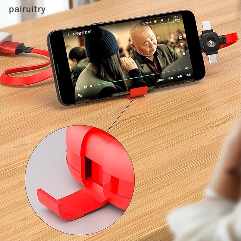 Prt 3-in-1 Kreatif Multi-Fungsional USB Kabel Pengisian Cepat Kualitas Tinggi Ditarik Dapat Dilipat Portabel Penyimpanan Charger Kabel Data PRT