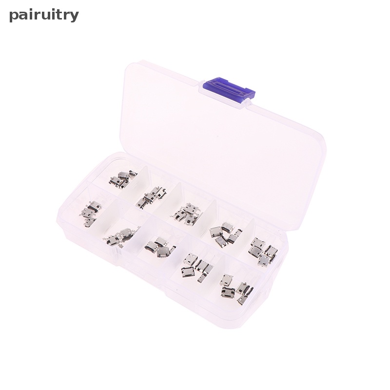 Prt 50Pcs /Box 10model Micro USB Female 5pin DIP Tipe B SMT USB Konektor Plug PRT