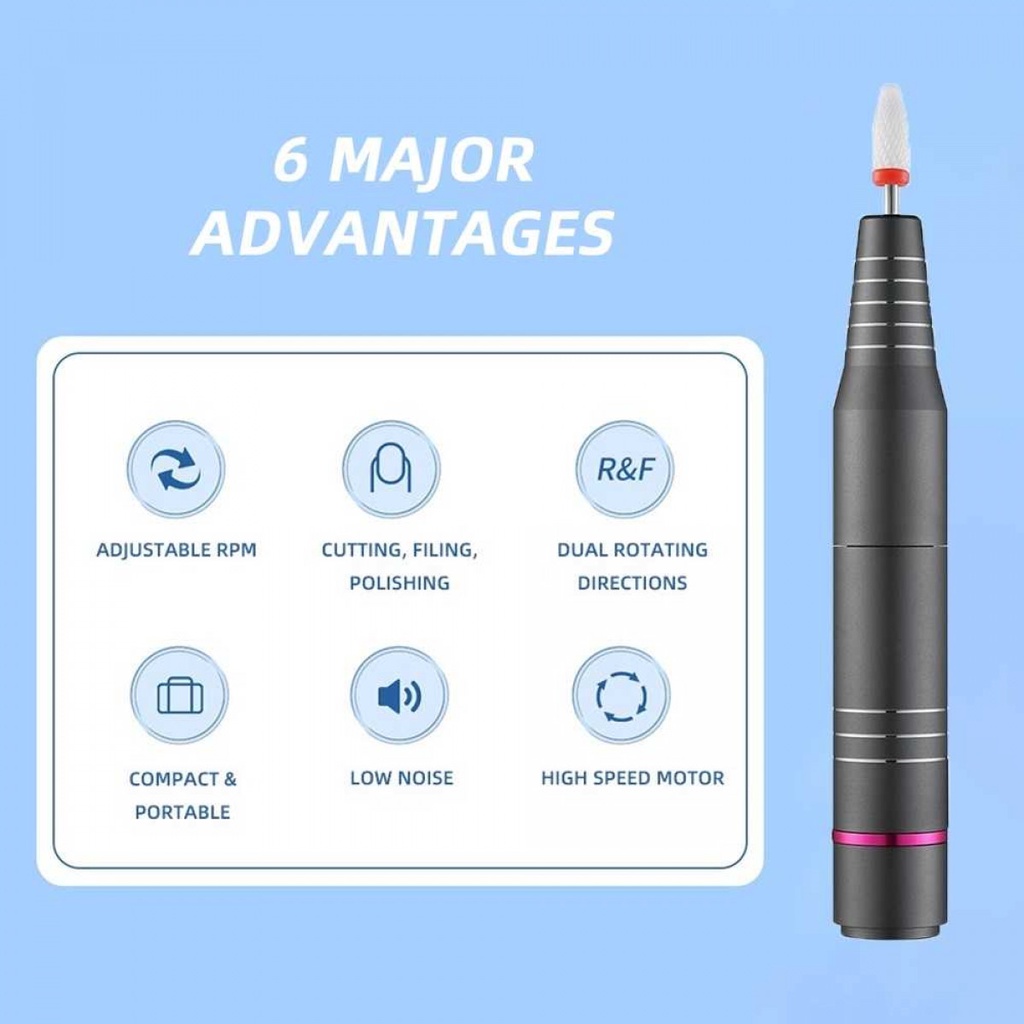 Alat Kikir Perawatan Kuku Elektrik Manicure Nail Drill Machine Adjustable Speed USB