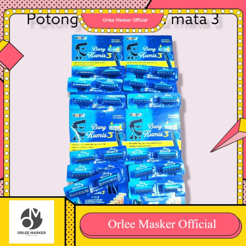 POTONG KUMIS, PISAU CUKUR KUMIS mata pisau 3  biru 1 renteng (isi 24pcs) / potong kumis biru / pisau cukur biru