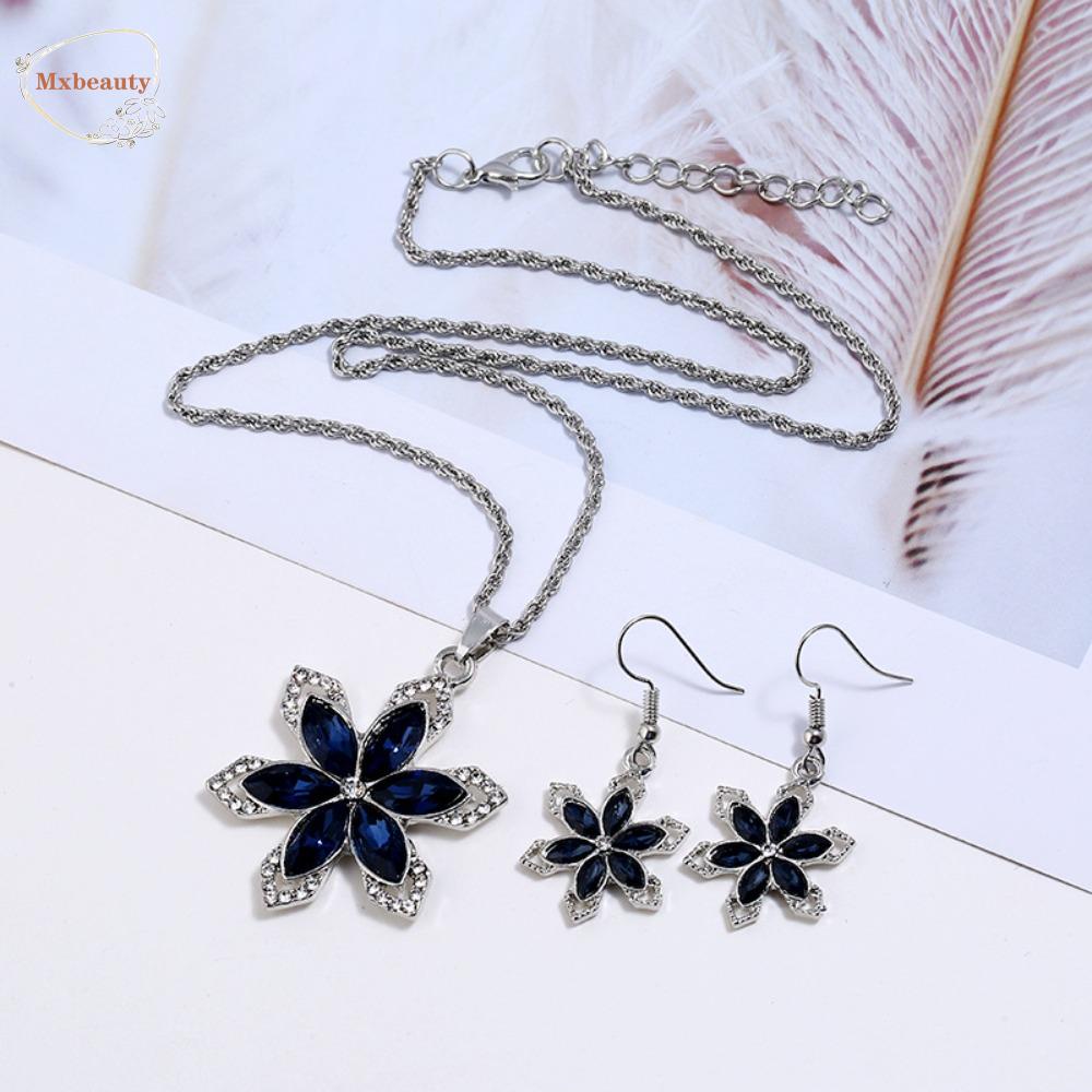 Mxbeauty Set Kalung Anting Snowflake Lucu Serbaguna Trendy Dengan Berlian Perhiasan Kpop Untuk Wanita Perhiasan Pesta Pernikahan